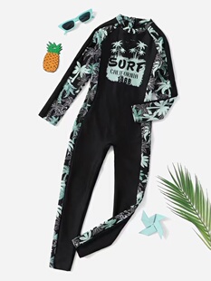 冬季 Amber外单 游泳馆专用速干游泳 连体泳衣冲浪服 新 男女童长袖