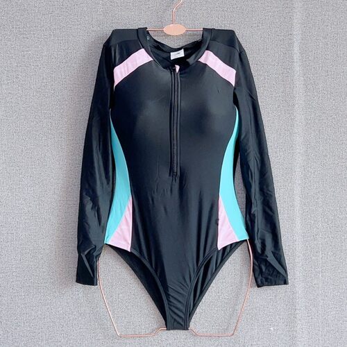 天蓝冲浪女孩插色冲浪服泳衣