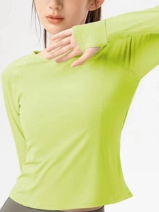 Amber瑜伽服36 跑步健身无胸垫 女士健身服运动上衣普拉提训练长袖