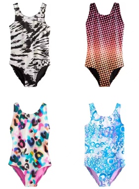 Amber出口英单NE*T 小中大女童专业竞技连体游泳衣儿童泳装3-16岁