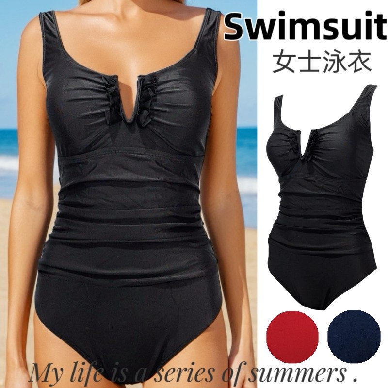 Amber外单微胖MM女士连体游泳衣保守褶皱遮肚包臀温泉度假带胸垫,运动/瑜伽/健身/球迷用品,连体泳衣,淘宝优惠券,粉丝福利购,淘宝优惠卷