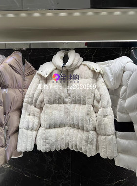 海外折扣店直邮女士上衣加厚外套毛毛绒FARE短款连帽羽绒服夹克女