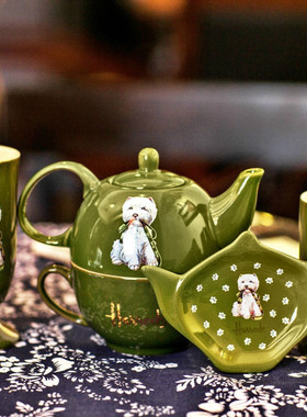 英国harrods哈罗斯陶瓷杯马克杯情侣杯茶壶茶包碟西高地圆碟套装