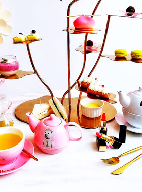 英国式子母茶壶harrods粉红小狗西高地骨陶瓷茶马克杯下午茶具套
