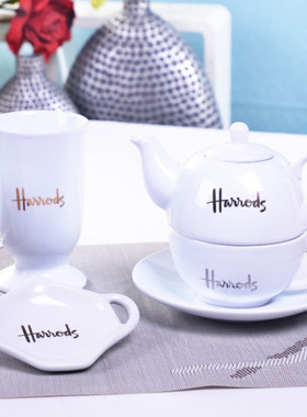 harrods英国家用马克杯高脚杯情侣杯茶壶茶碟圆碟套装礼品骨陶瓷