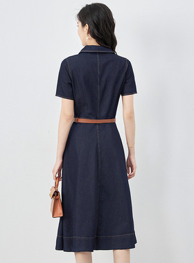 2417803-深圳南油名媛轻奢气质风收腰显瘦普洗牛仔时髦连衣裙短袖