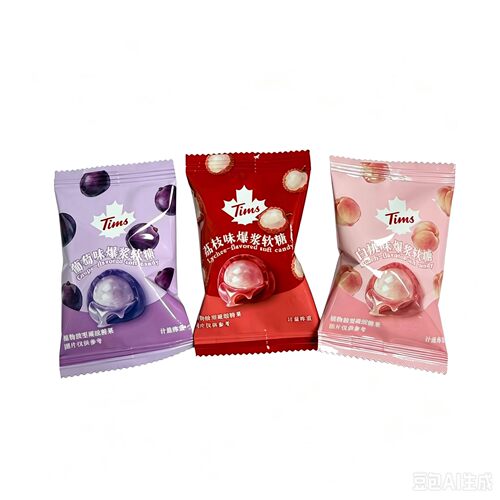 新品Tims白桃味荔枝味葡萄味爆浆软糖结婚喜糖休闲零食