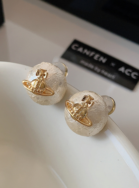CANFEN西太后星球标泡芙珍珠耳环