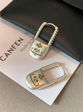 西太后古银色金属耳扣2025新款爆款高级感土星耳环中性朋克风耳饰