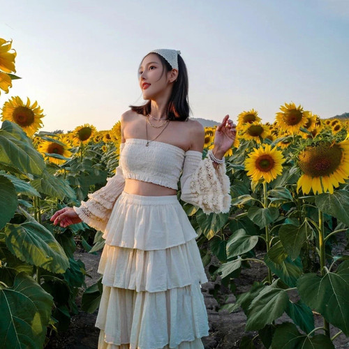 薇芯下单：159 薇芯：Zimei1521 一字肩蕾丝花边上衣