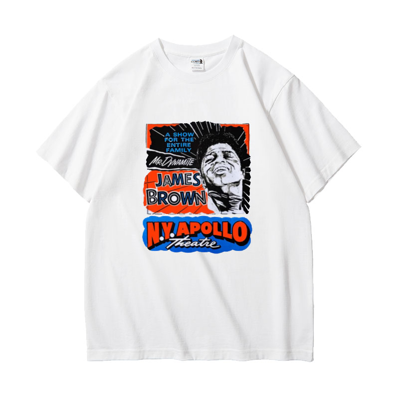 詹姆斯·布朗说唱嘻哈歌手James Brown印花T恤短袖纯棉嘻哈