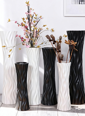 陶瓷落地白色简约时尚欧式现代花器创意客厅摆件干花绢花大花瓶