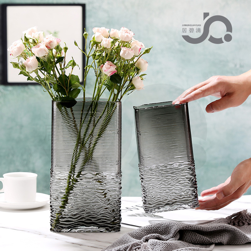 地中海ins岁月款玻璃花瓶桌面居家插花装饰透明水养鲜花客厅摆件