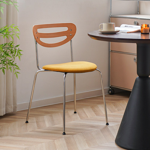 中古实木餐椅不锈钢餐厅靠背椅子