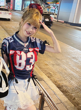 初代美希MEYSIKIM 蝴蝶结设计感短袖女t恤2025新款夏日漂亮小上衣