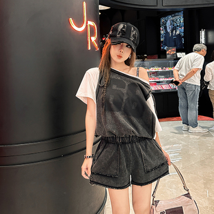 初代美希MEYSIKIM时尚牛仔连身短裤一件式连衣裤女2025新款连体裤