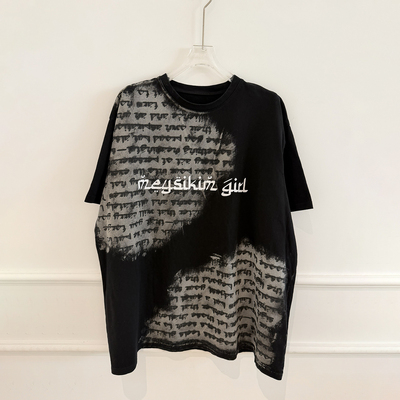 初代美希MEYSIKIM 原创自制实拍微弹宽松印花t恤女短袖上衣ME0915