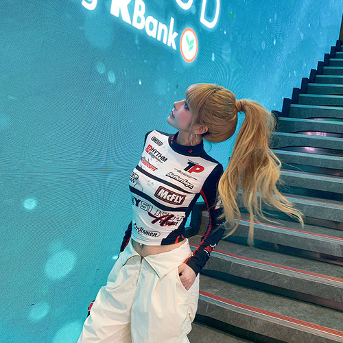 初代美希 紧身高领打底衫女骑2026新款赛车服内搭长袖t恤机车上衣