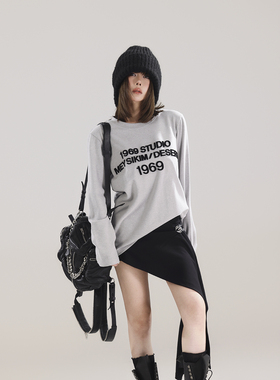 初代美希MEYSIKIM 打底衫女长袖印花微弹t恤2025新款秋冬内搭上衣