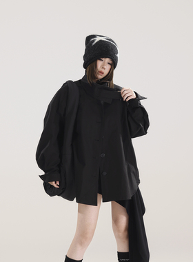 初代美希MEYSIKIM 早秋chic黑色天丝外套女2025新款ME0636