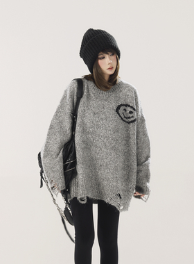 初代美希MEYSIKIM羊毛毛衣女秋冬可外穿内搭笑脸慵懒松弛感毛线衣