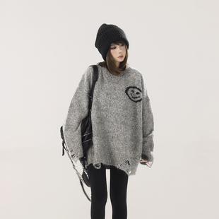 初代美希MEYSIKIM羊毛毛衣女秋冬可外穿内搭笑脸慵懒松弛感毛线衣
