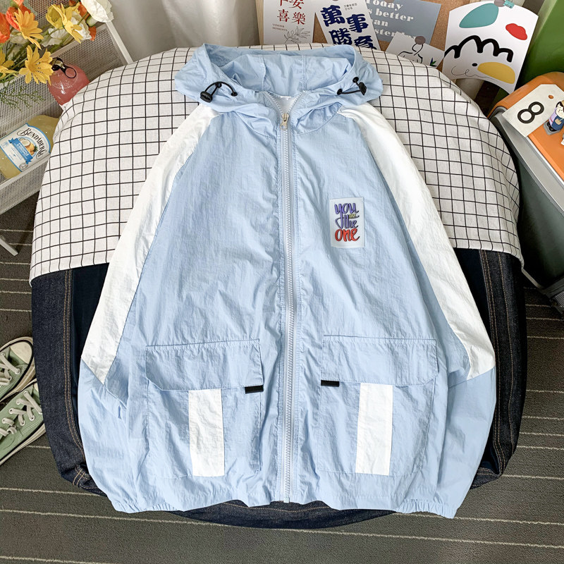 夏季外套男防晒衣服夹克女情侣装立领港风摆拍3FSCS12,男装夹克,电商A076