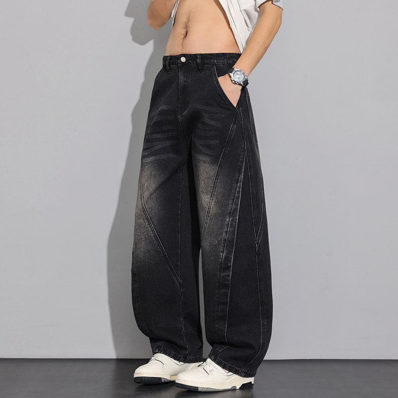 美式复古弯刀牛仔裤男春季宽松阔腿水洗休闲长裤潮牌NZ1235-特P53，男装牛仔裤，电商A076