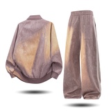 美式复古立领夹克套装男春季运动外套长裤百搭两件套2507-特P110，男装夹克，电商A076