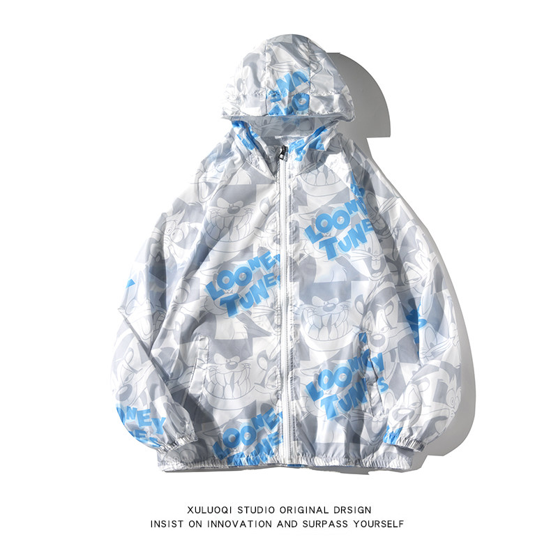 夏季冰丝外套男超薄防紫外线大码情侣防晒衣服白底图2FS9062-P25图片