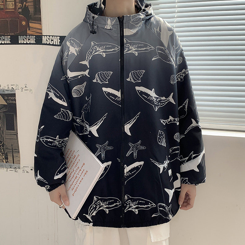 情侣外套男女秋季渐变色模特连帽夹克中性风港风6J,男装夹克,电商A076