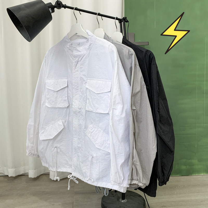 日系工装外套男夏季超薄款大码宽松防晒衣服港风摆拍2FS1029-P35,男装夹克,电商A076