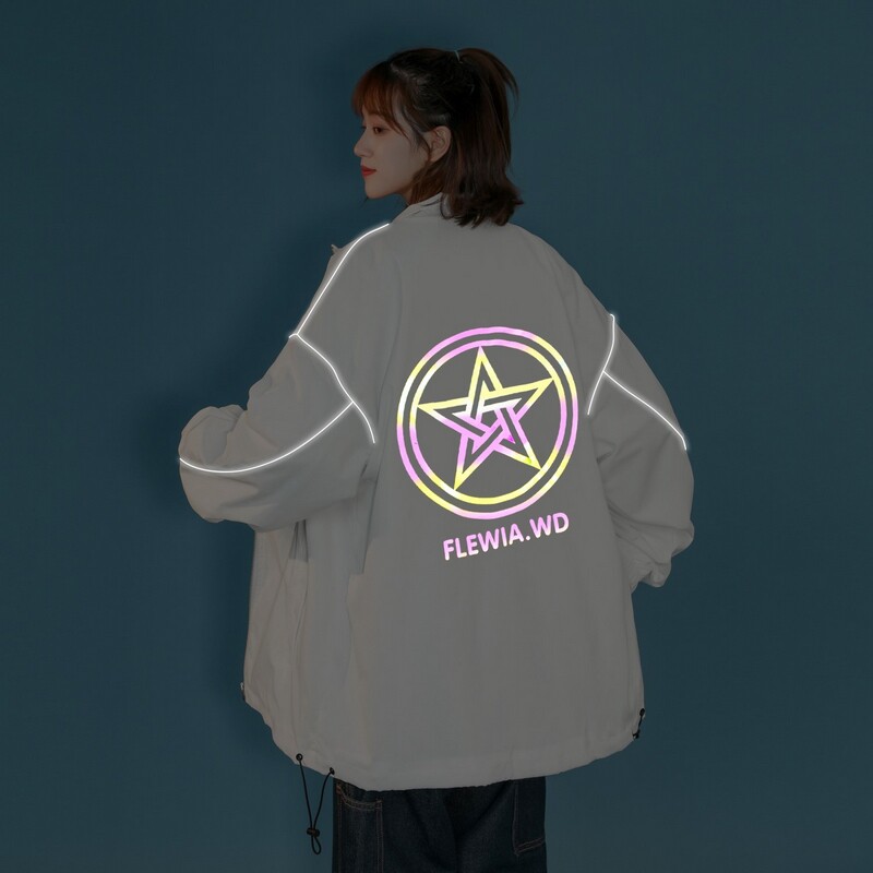 秋冬季夹克男女港风模特卡通反光中性风夜光立领1J,男装夹克,电商A076