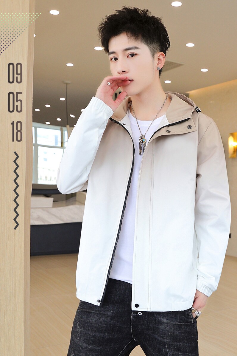新款夹克男士秋季ins潮流撞色连帽休闲外套褂子店主风3JK2061-P65,男装夹克,电商A076