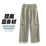 复古工装风黑色直筒休闲裤男宽松透气长裤白底图CK26011-特P49，男装工装外套，电商A076