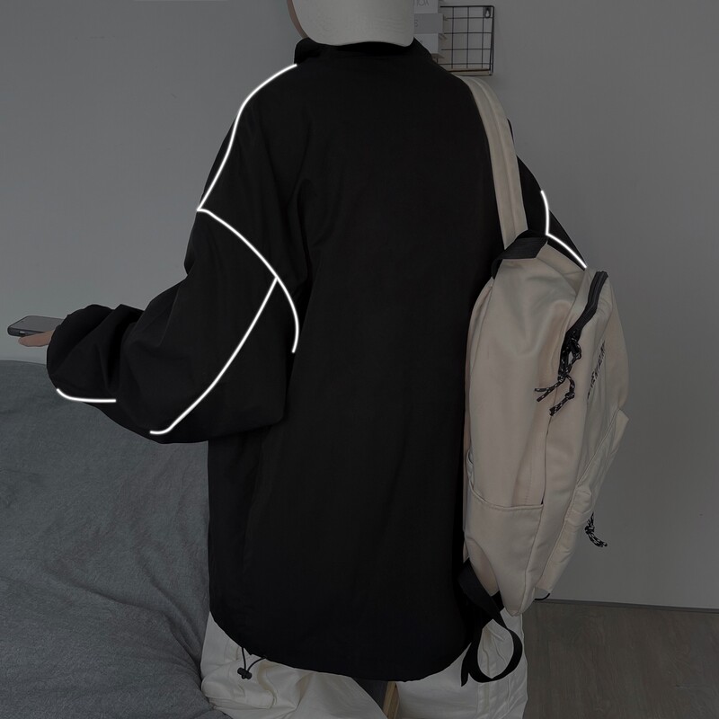 夹克秋季服男女白墙夜光反光外套薄款港风中性风男33J图片