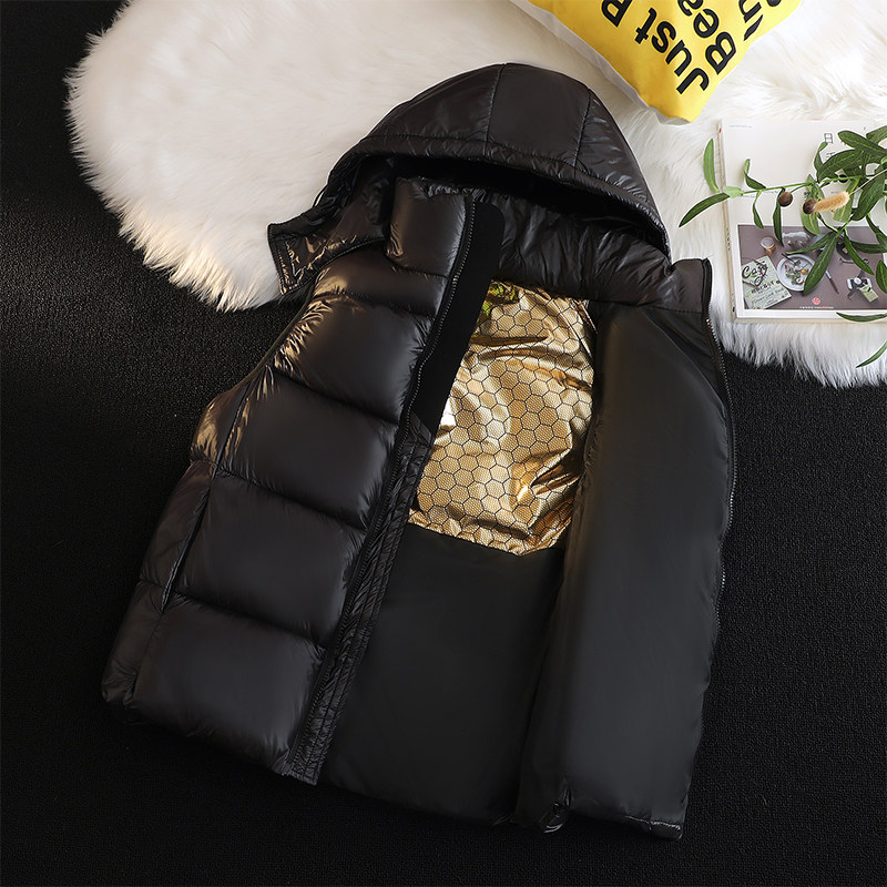 黑金羽绒棉马甲男女冬季连帽坎肩保暖背心外套50控69MJ98616-P50,男装背心/马甲,电商A076