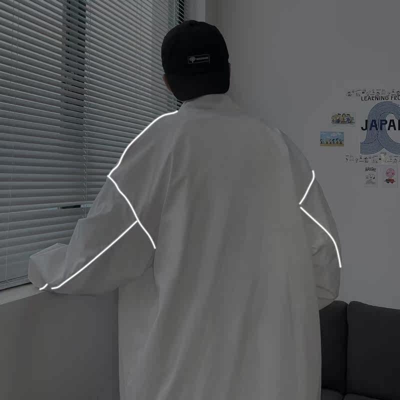 夹克秋季服男女白墙夜光反光外套薄款港风中性风男35J,男装夹克,电商A076