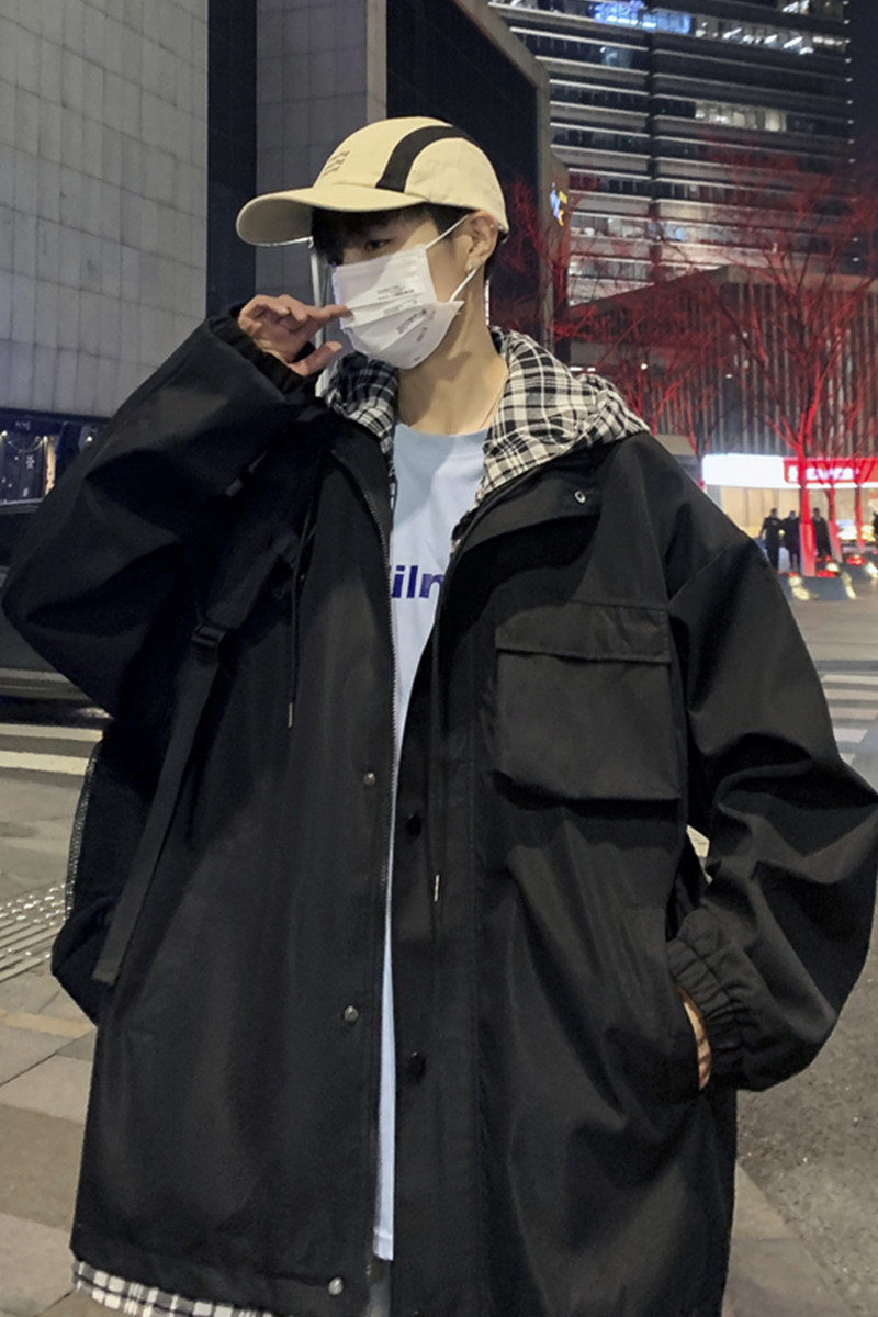 假两件外套男春季大码工装夹克冲锋衣港风模特2JK60011-特P30,男装夹克,电商A076