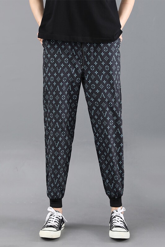 薄款休闲裤男秋季潮流印花九分裤子束脚运动裤长裤外贸C,男装休闲裤,电商A076