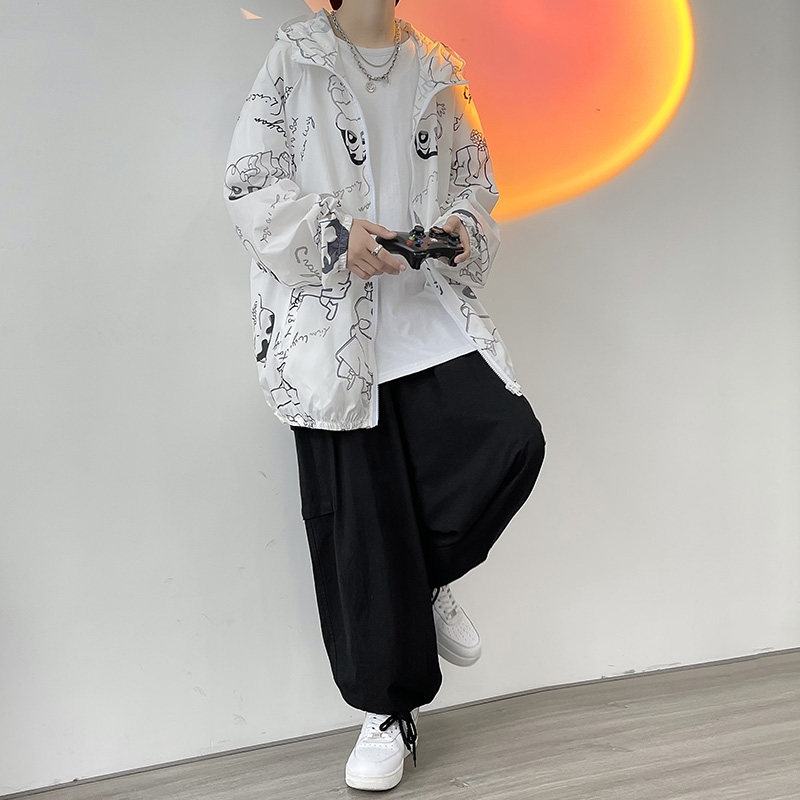 卡通蜡笔小新情侣款外套男女秋季中性风夹克风衣模特5J图片