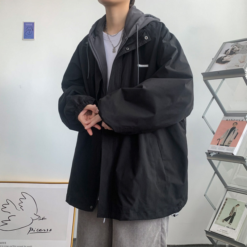 假两件连帽工装外套港风中性风宽松夹克ins新款2J,男装夹克,电商A076