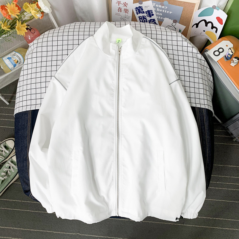 夹克秋季服男女白墙夜光反光外套薄款港风中性风J,男装夹克,电商A076