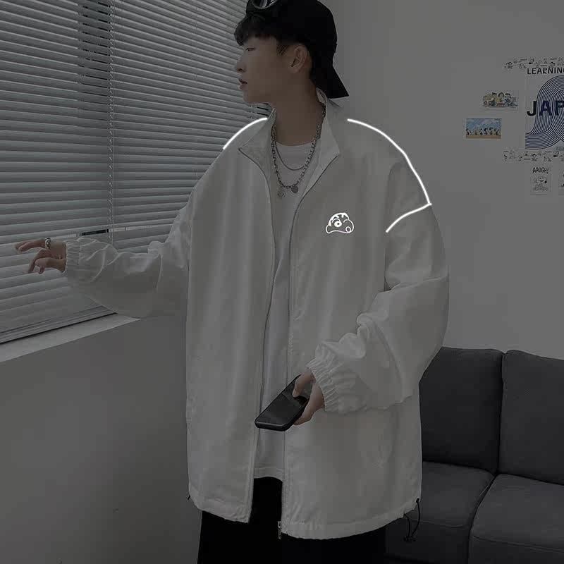 夹克服秋季男女夜光反光外套宽松港风中性风模特32J图片