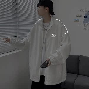 夹克服秋季男女夜光反光外套宽松港风中性风模特32J图片
