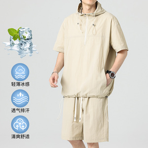 2025夏季新款男士时尚休闲套装薄款连帽两件套无差价TZ2529-特P55图片