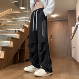 美式运动风刺绣字母直筒裤男宽松条纹拼接休闲长裤潮牌K817-特P36，男装休闲裤，电商A076