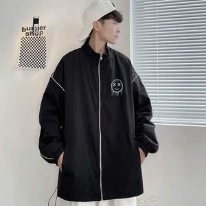 夹克服秋季男女夜光反光外套宽松港风模特中性风摆拍41J图片