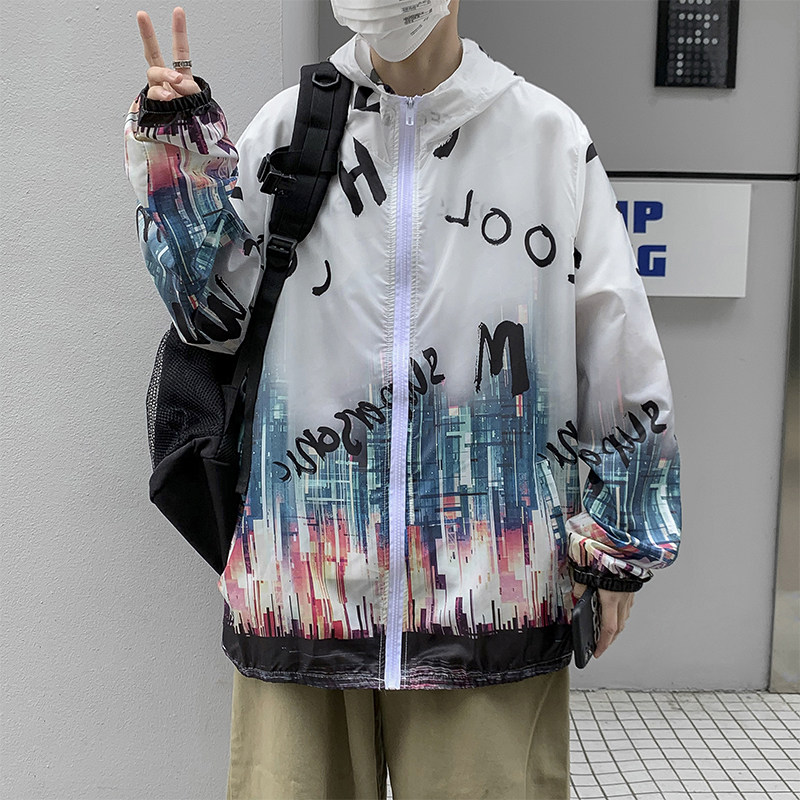 夏季冰丝外套男超薄防紫外线大码情侣防晒衣港风模特3FS9065-P25,男装夹克,电商A076