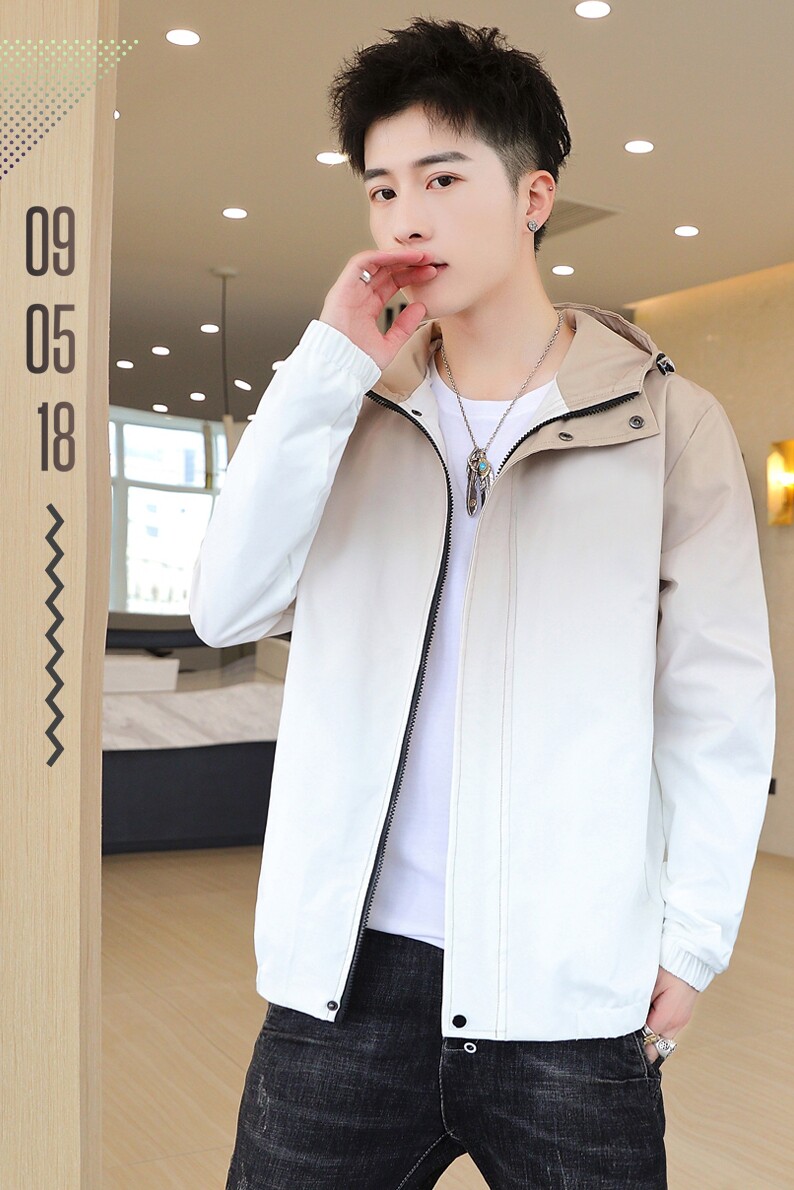 新款夹克男士秋季ins潮流撞色连帽休闲外套褂子店主风9JK2061-P65,男装夹克,电商A076